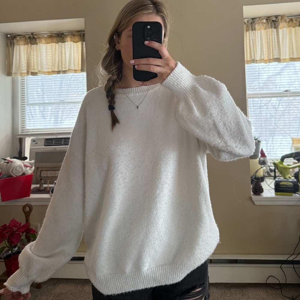 Princess Polly Soft White Crew Neck Sweater
